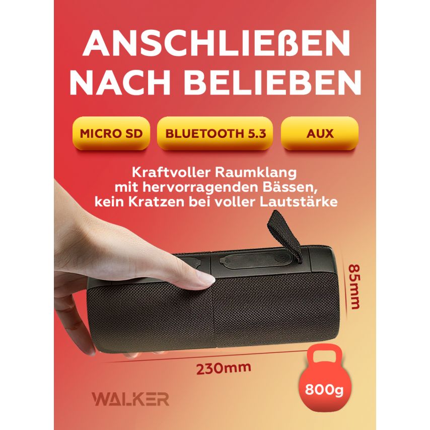 Tragbarer Lautsprecher 2 in 1 WALKER WSP-710 schwarz