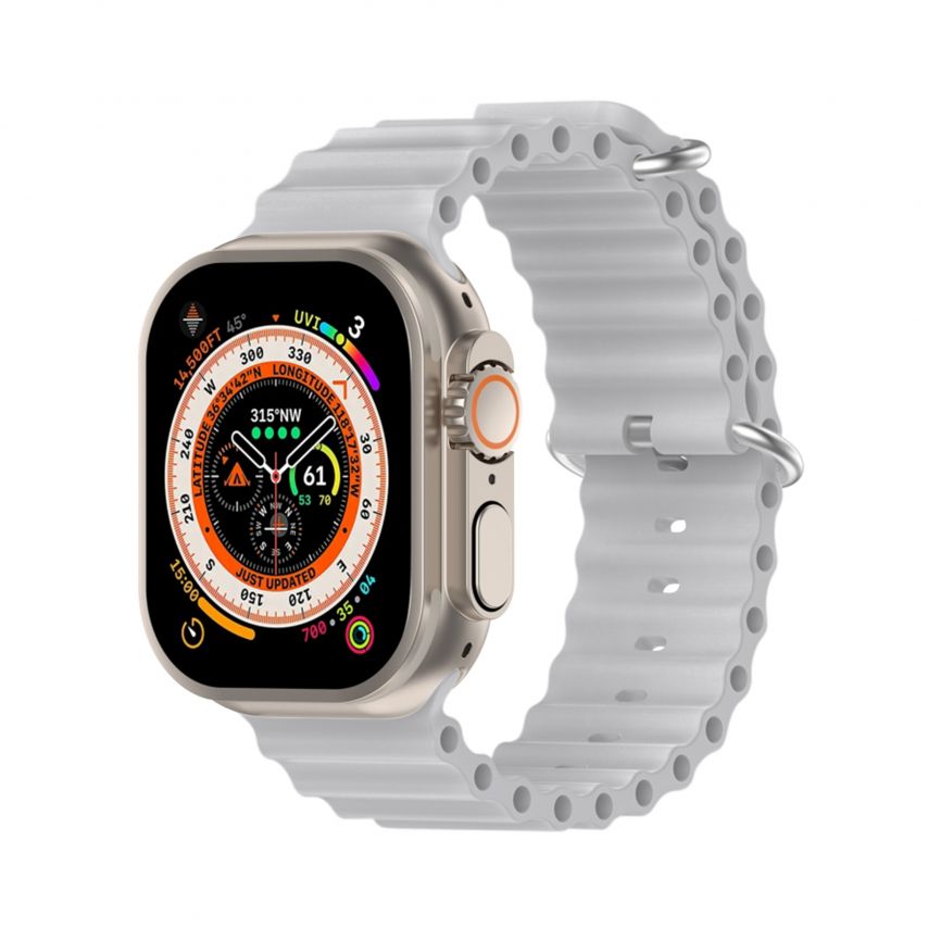 Armband für Apple Watch Ultra Ocean Band silikon 38/40/41mm L hellgrau (13)