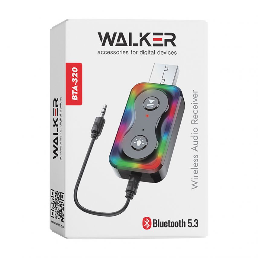 Kabelloser Audioempfänger WALKER BTA-320 Car Receiver - AUX 3.5mm Bluetooth schwarz