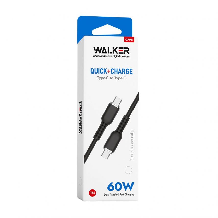 Cable WALKER C795 Type-C to Type-C black