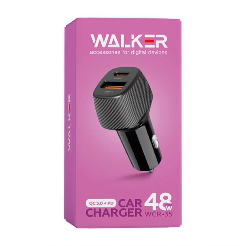 Autoladegerät (Adapter) WALKER WCR-35 QC3.0_18W / PD_30W / 48W Max schwarz