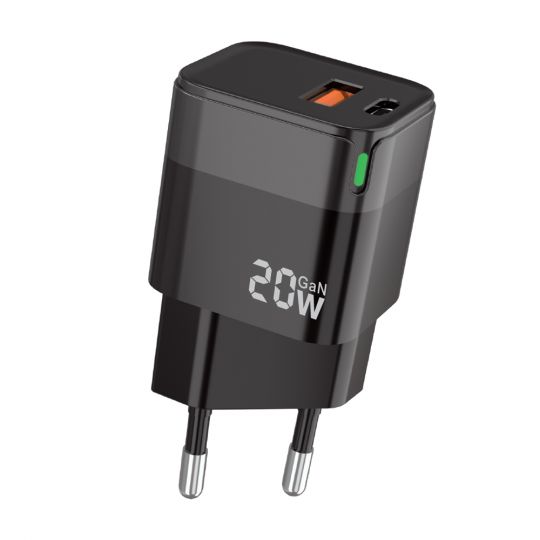 Netzladegerät (Adapter) WALKER WH-42 20W GaN PD_20W / QC3.0_18W schwarz