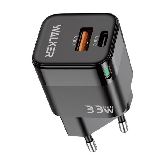 Netzladegerät (Adapter) WALKER WH-43 33W GaN PD_33W / QC3.0_18W schwarz