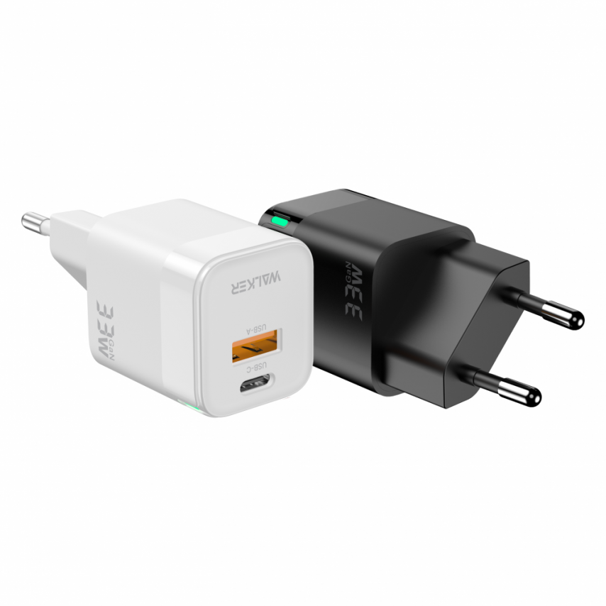 Netzladegerät (Adapter) WALKER WH-43 33W GaN PD_33W / QC3.0_18W schwarz