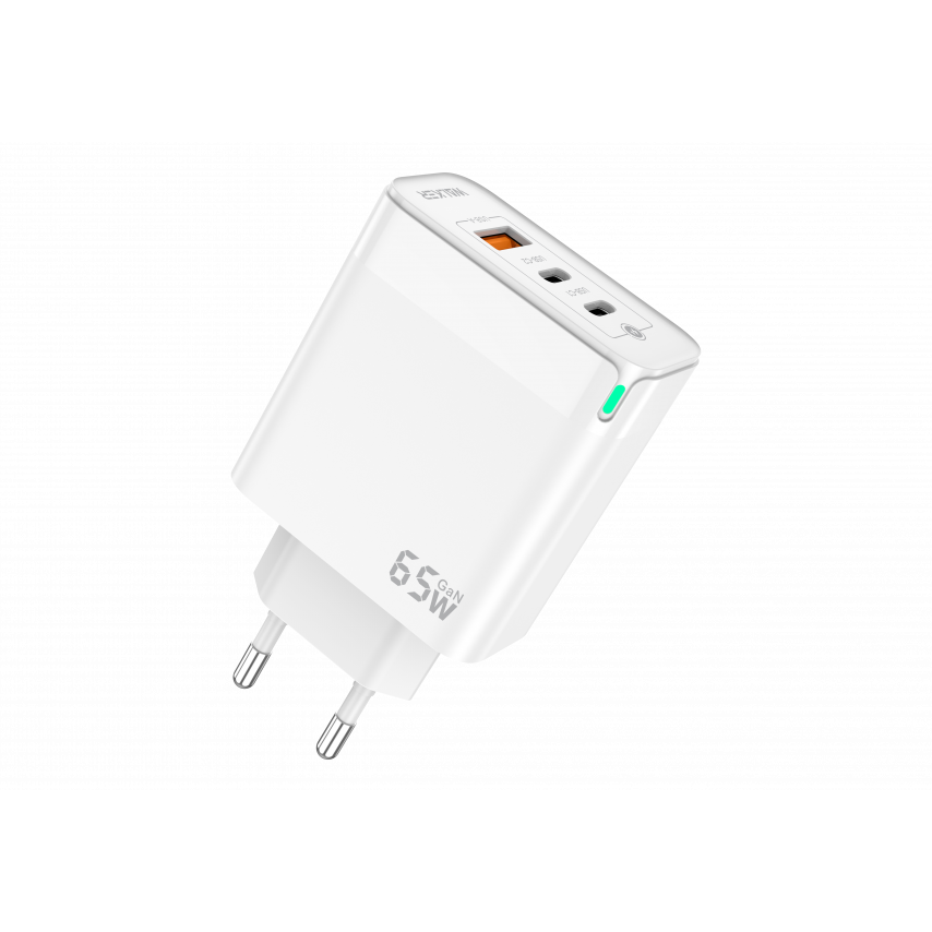 Network Charger (Adapter) WALKER WH-45 65W GAN PD1_65W / PD2_30W / QC3.0_18W white