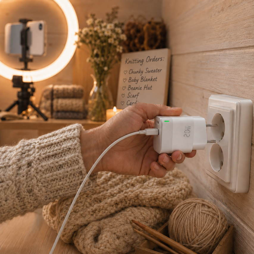Netzladegerät (Adapter) WALKER WH-42 20W GaN PD_20W / QC3.0_18W weiß