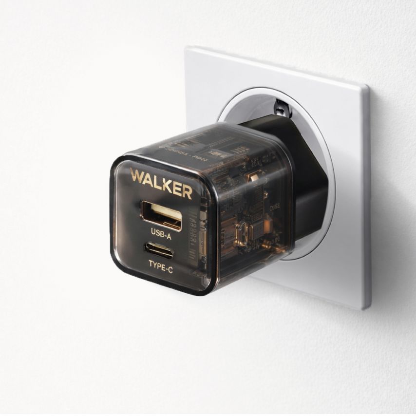 Netzladegerät (Adapter) WALKER WH-61 GaN PD_30W / QC3.0_18W durchsichtig