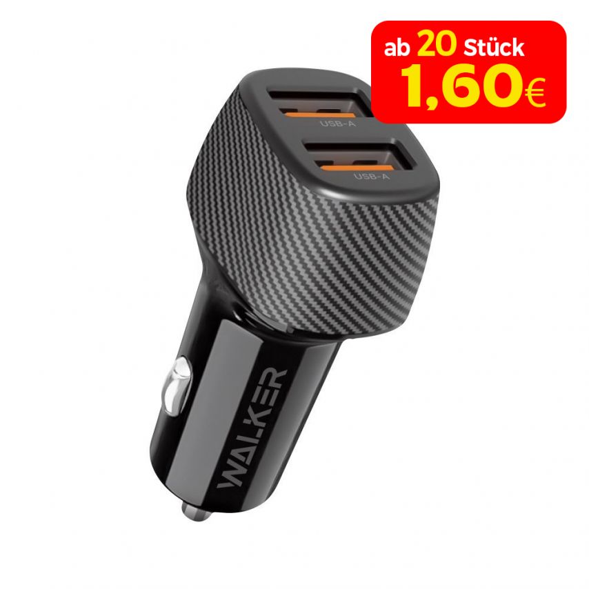 Autoladegerät (Adapter) WALKER WCR-33 QC3.0 2USB / 36W schwarz