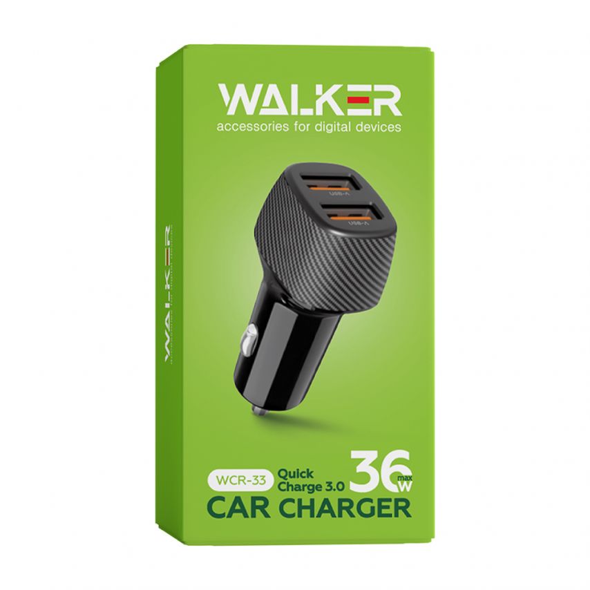 Autoladegerät (Adapter) WALKER WCR-33 QC3.0 2USB / 36W schwarz