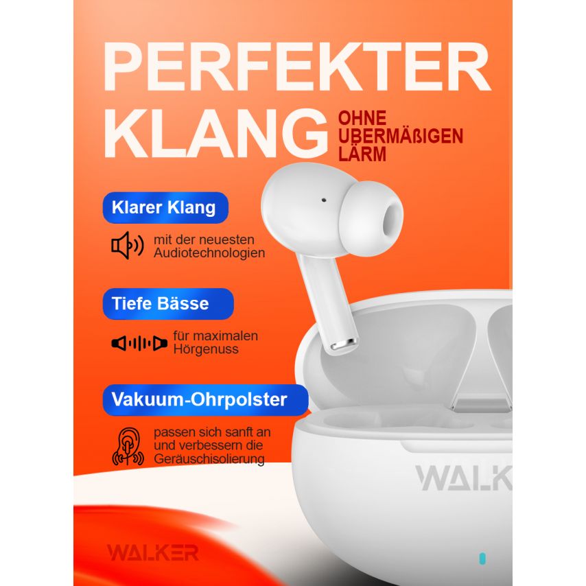 Bluetooth Earphones WALKER WTS-60 ENC white