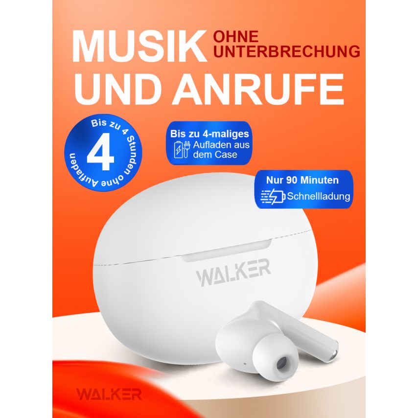 Bluetooth Earphones WALKER WTS-60 ENC white