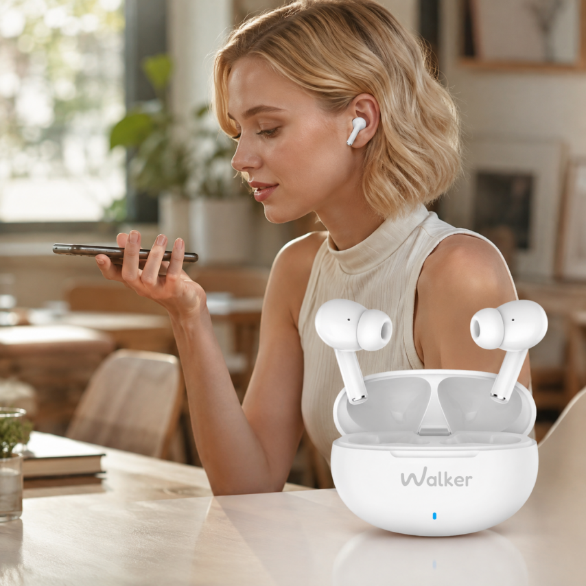 Bluetooth-Kopfhörer WALKER WTS-60 ENC weiß