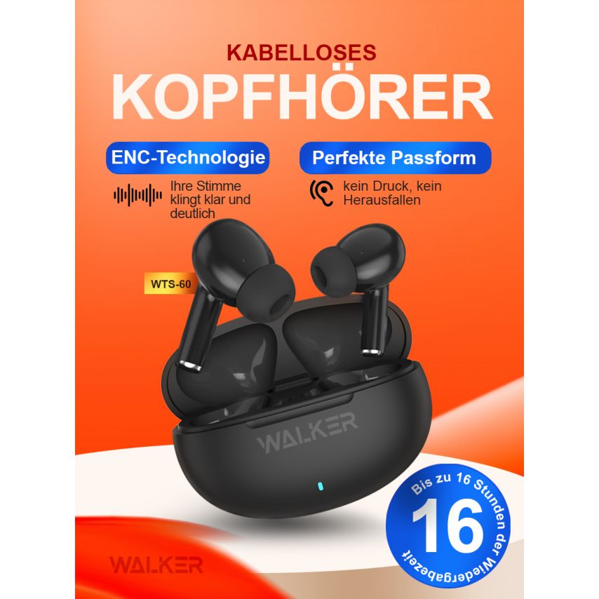 Bluetooth Earphones WALKER WTS-60 ENC black