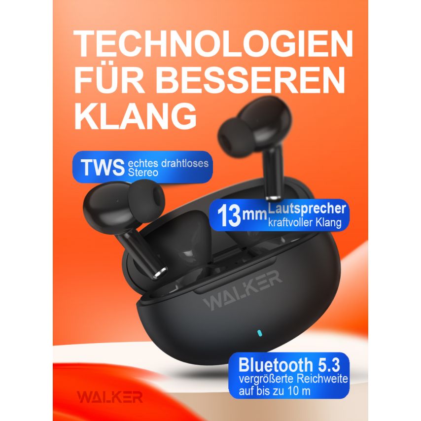 Bluetooth Earphones WALKER WTS-60 ENC black