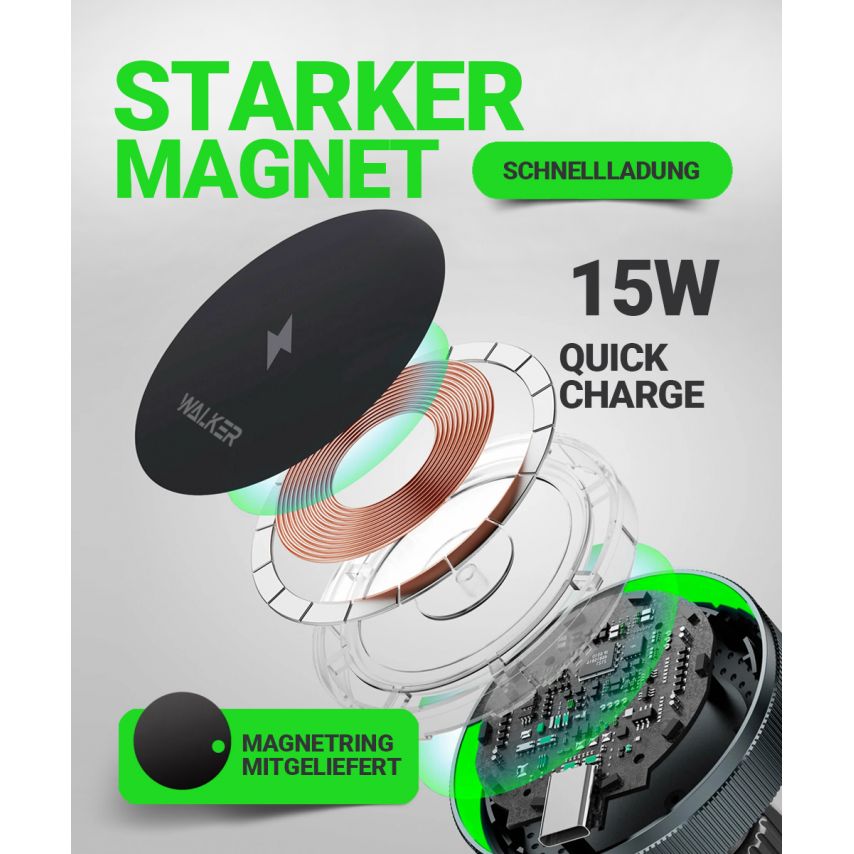 Magnetic Car Holder WALKER CX-055 Magsafe 15W black