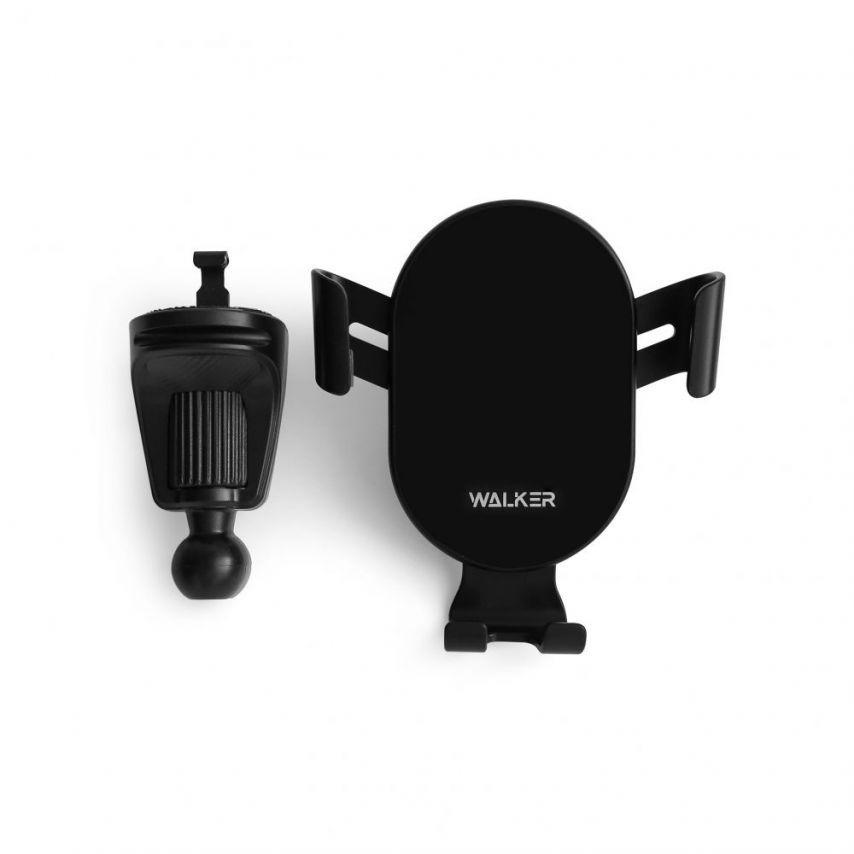 Support de voiture WALKER CX-051 Gravity 15W dans la grille de ventilation avec fonction de charge sans fil noir