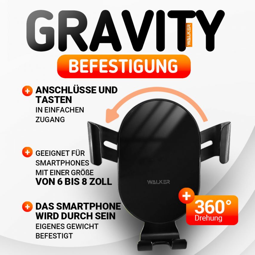 Autohalterung WALKER CX-051 Gravity 15W schwarz