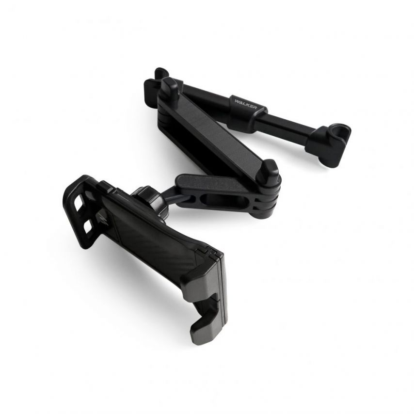 Support de voiture WALKER CX-025 pour téléphone/tablette dans la grille de ventilation et sur l’appui-tête noir