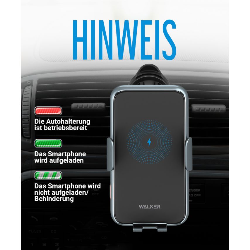 Car Holder WALKER CX-057 Smart Sensor 15W black/grey