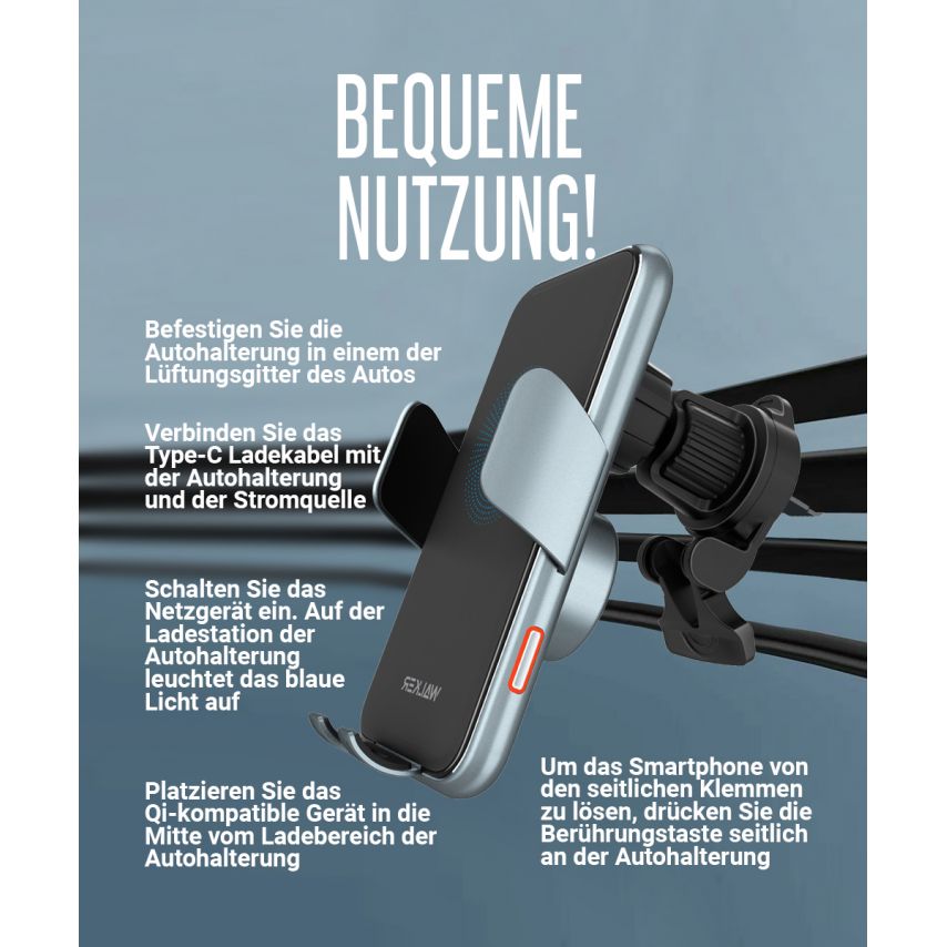 Car Holder WALKER CX-057 Smart Sensor 15W black/grey