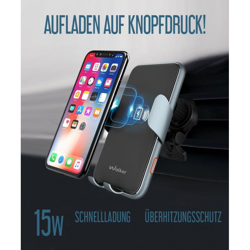 Autohalterung WALKER CX-057 Smart Sensor 15W schwarz/grau