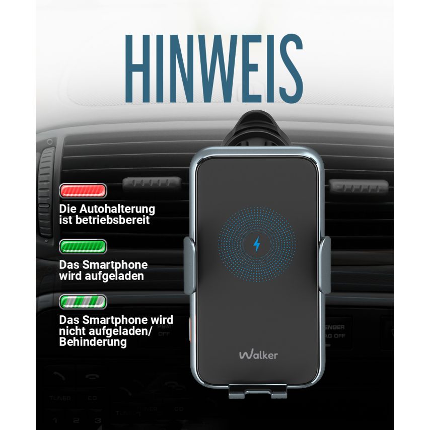Autohalterung WALKER CX-057 Smart Sensor 15W schwarz/grau