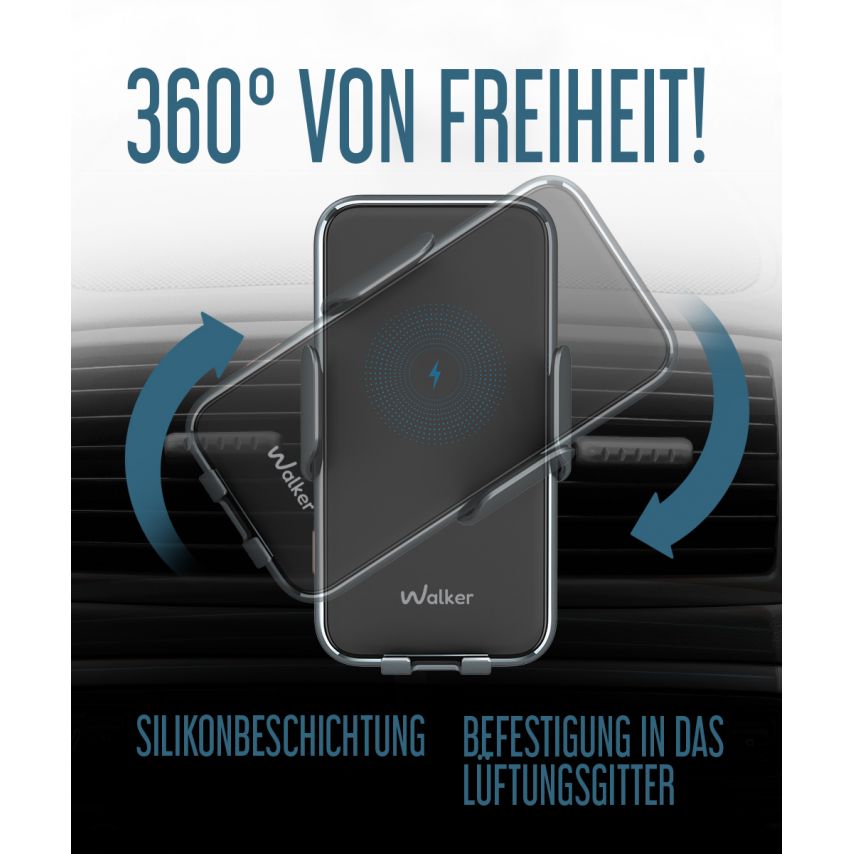 Autohalterung WALKER CX-057 Smart Sensor 15W schwarz/grau