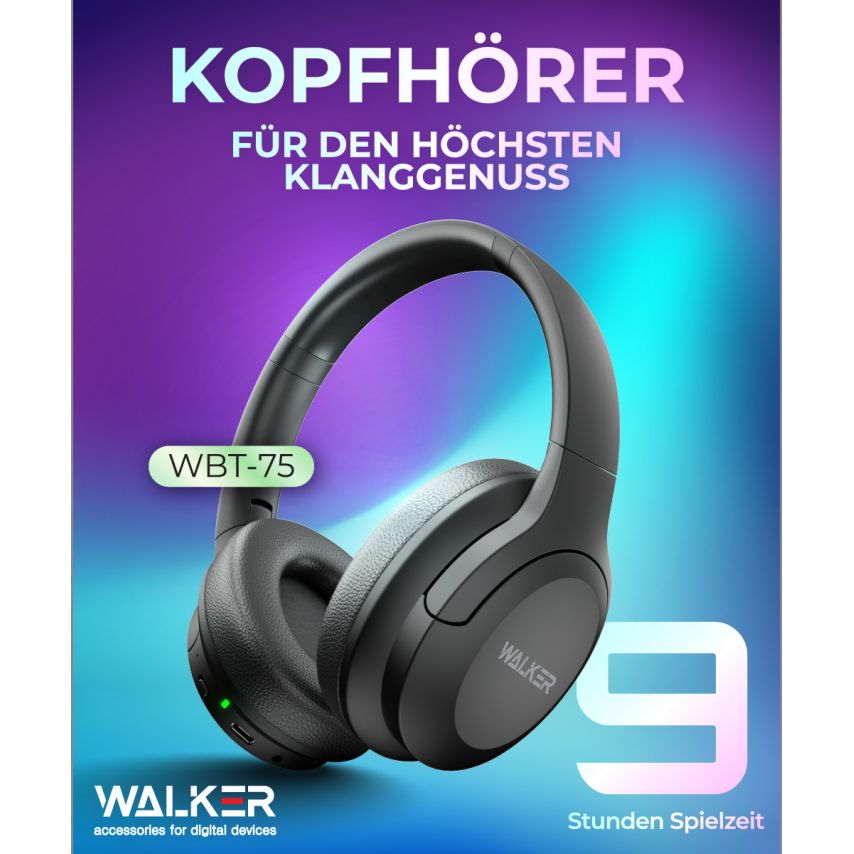 Bluetooth Headphones WALKER WBT-75 black