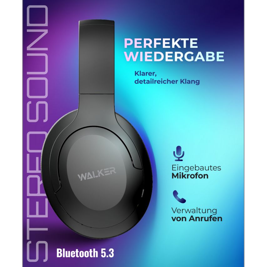 Bluetooth Headphones WALKER WBT-75 black