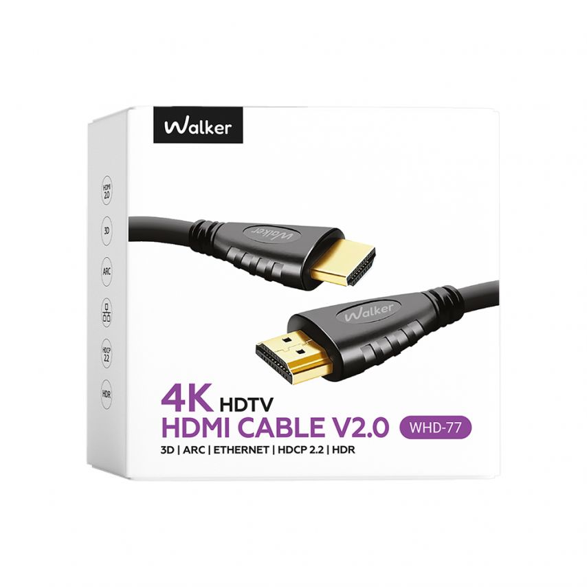 Cable WALKER WHD-77 HDMI to HDMI 1.5m black (tech.pack)