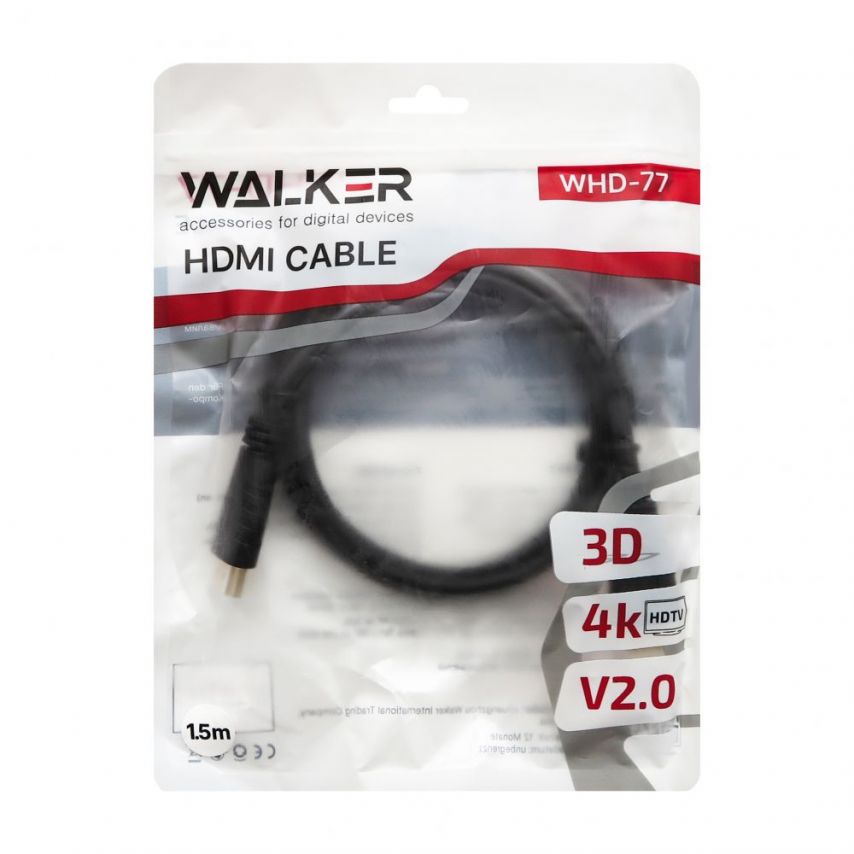 Kabel WALKER WHD-77 HDMI - HDMI 1.5m schwarz (technisches Verpackung)