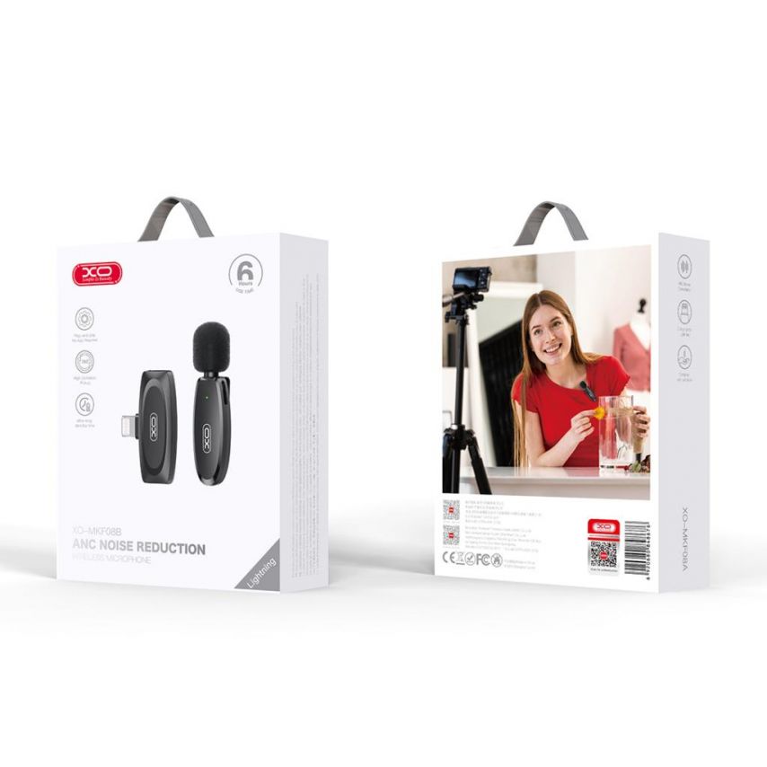 Microphone-cravate XO MKF08B avec connecteur Lightning noir