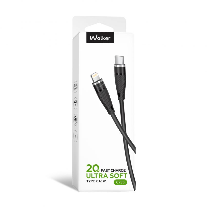 Kabel WALKER C735 Type-C - Lightning 20W schwarz