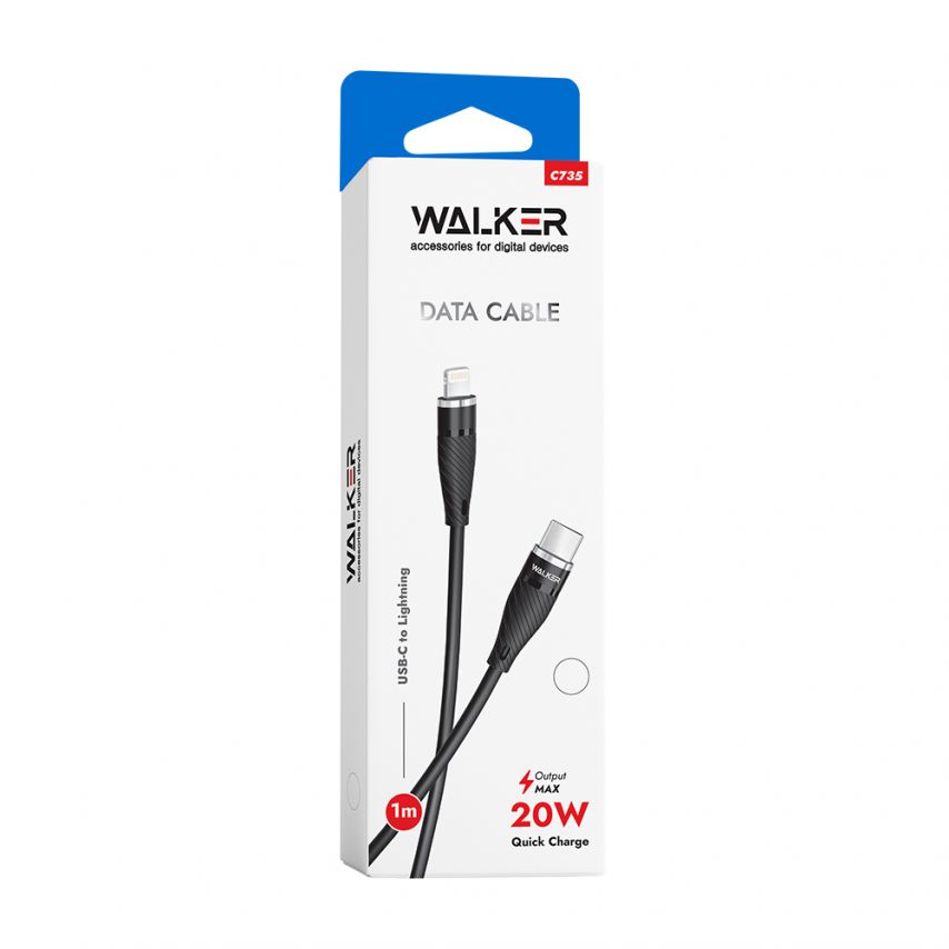 Cable WALKER C735 Type-C to Lightning 20W black