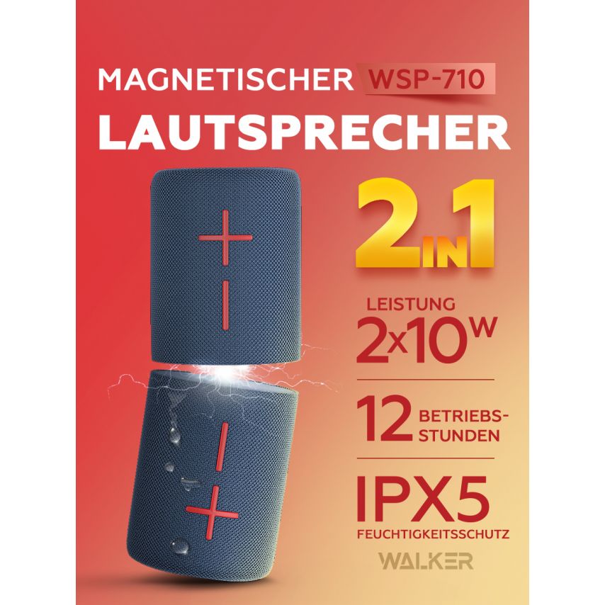 Tragbarer Lautsprecher 2 in 1 WALKER WSP-710 blau