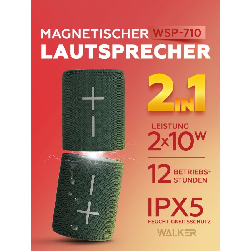 Tragbarer Lautsprecher 2 in 1 WALKER WSP-710 grün
