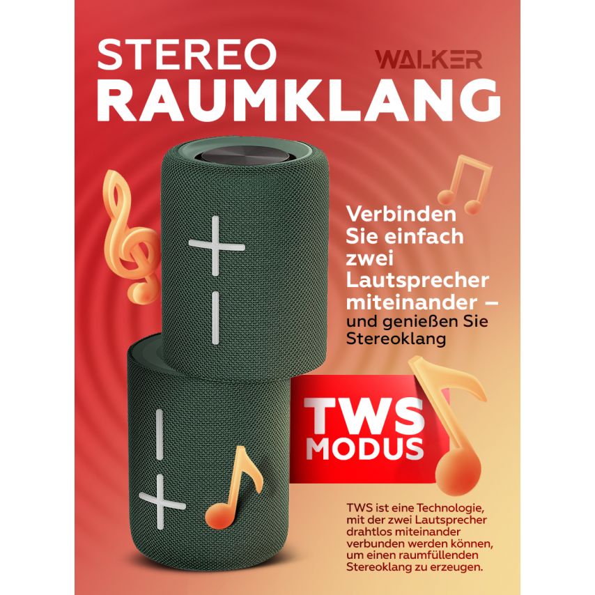 Tragbarer Lautsprecher 2 in 1 WALKER WSP-710 grün