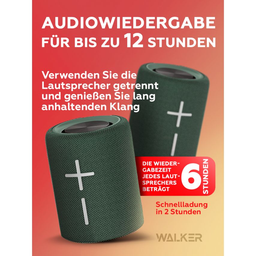 Tragbarer Lautsprecher 2 in 1 WALKER WSP-710 grün