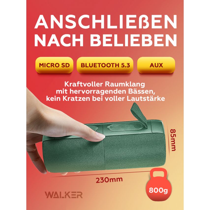 Tragbarer Lautsprecher 2 in 1 WALKER WSP-710 grün