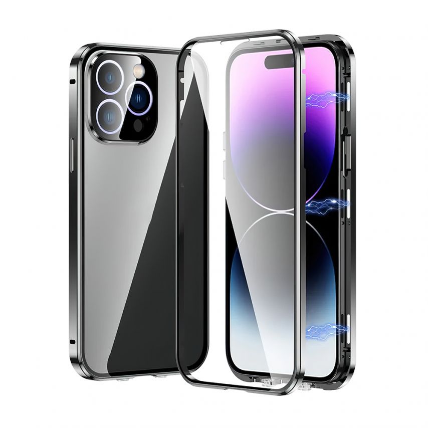 Hülle Doppelseitig Magnetisch für Apple iPhone 15 Pro black