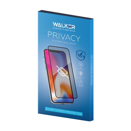 Verre de protection WALKER Privacy pour Samsung Galaxy S24/S921 (2024) avec trou pour empreinte digitale noir