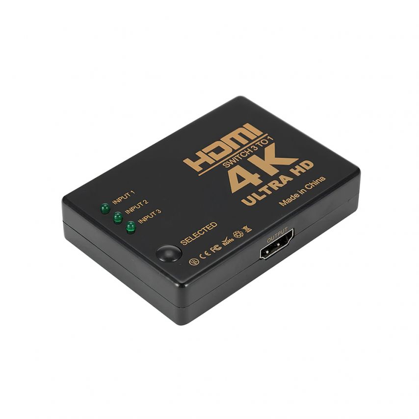 HDMI-Splitter HF23 für 3 Geräte mit Fernbedienung schwarz