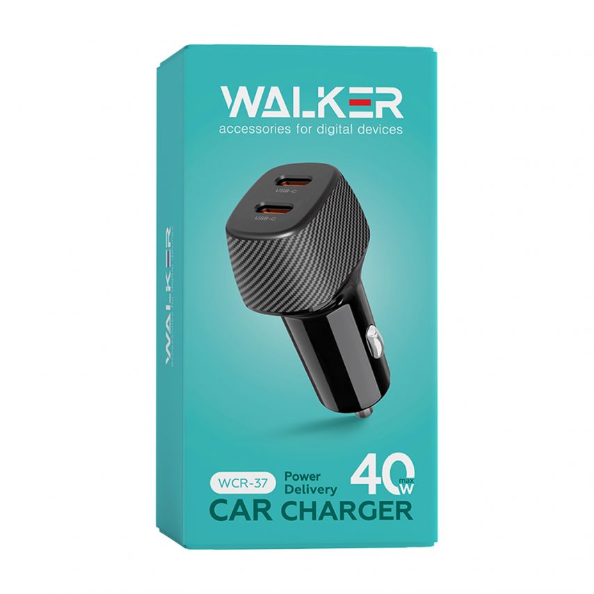 Car Charger (Adapter) WALKER WCR-37 PD_20W / PD_20W / 40W Max black