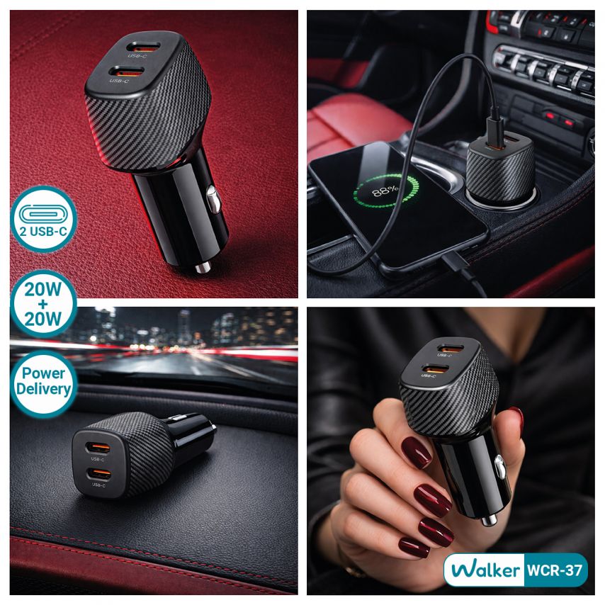 Autoladegerät (Adapter) WALKER WCR-37 PD_20W / PD_20W / 40W Max schwarz