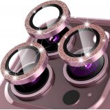 Glitter Camera Lens Protection for Apple iPhone 15 Pro, 15 Pro Max pink