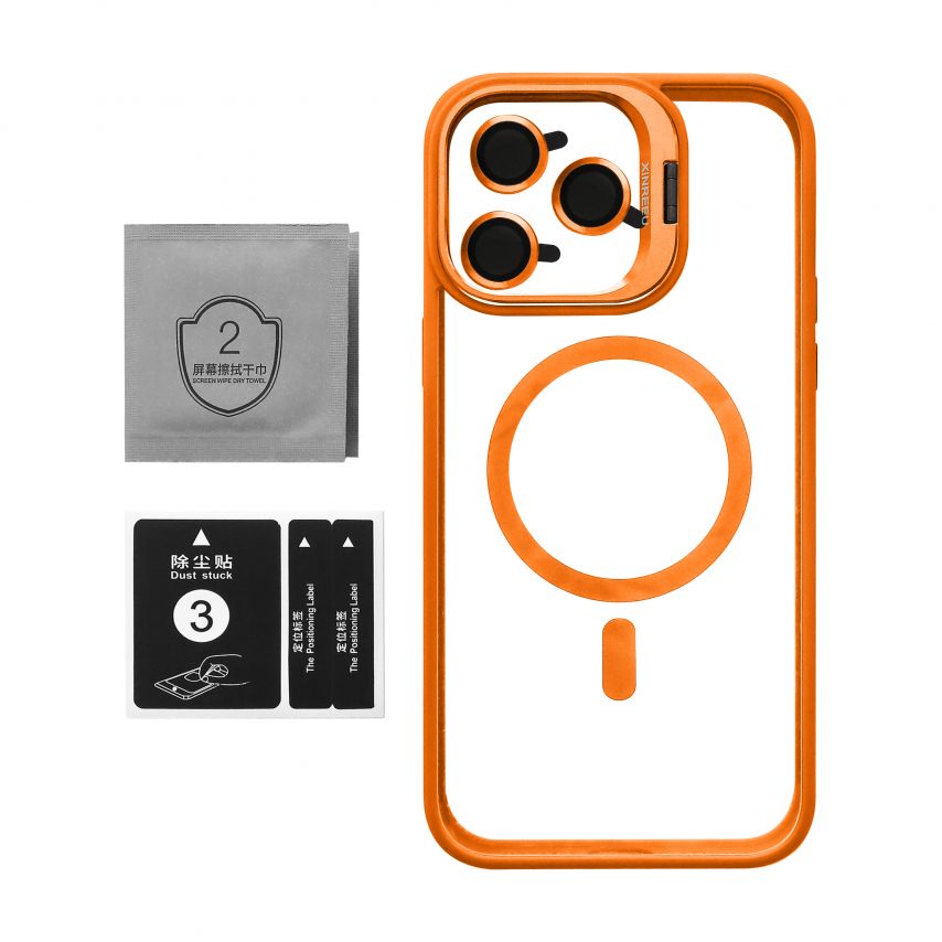 Case with MagSafe for Apple iPhone 14 Pro Max with stand and camera protection orange (07)