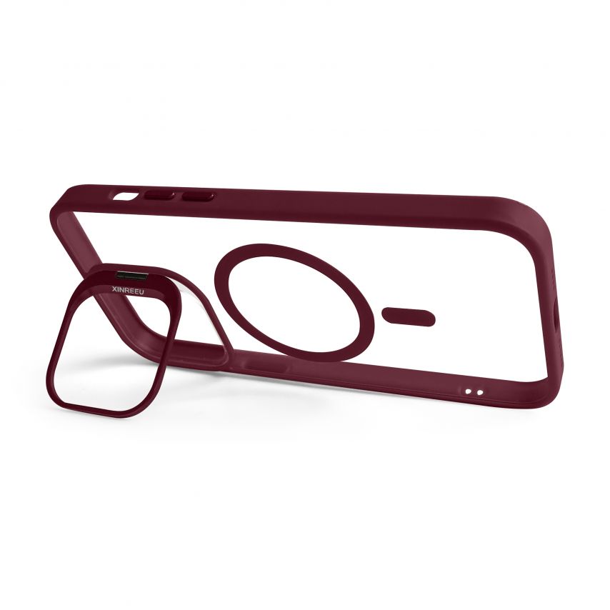 Case with MagSafe for Apple iPhone 14 Pro Max with stand and camera protection bordo (05)