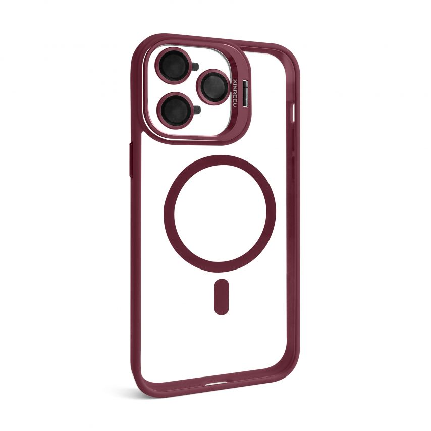 Case with MagSafe for Apple iPhone 14 Pro Max with stand and camera protection bordo (05)