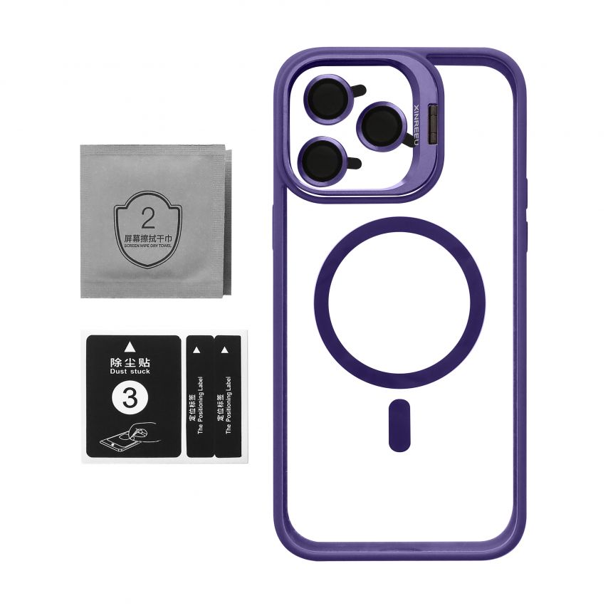 Case with MagSafe for Apple iPhone 14 Pro Max with stand and camera protection violet (02)