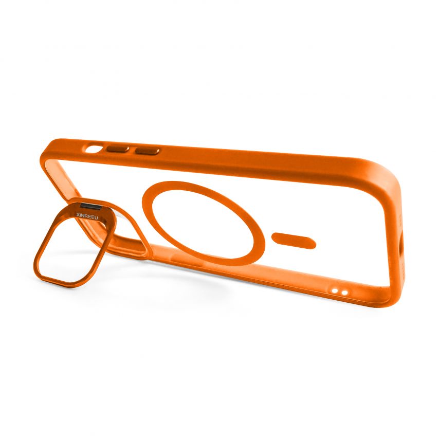 Case with MagSafe for Apple iPhone 14 with stand and camera protection orange (07)